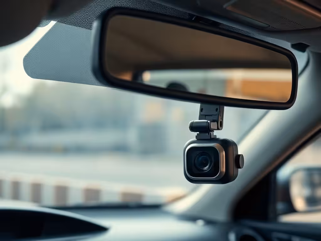 Dash camera mounting position under Illinois dash cam laws, with the windshield view unobstructed.