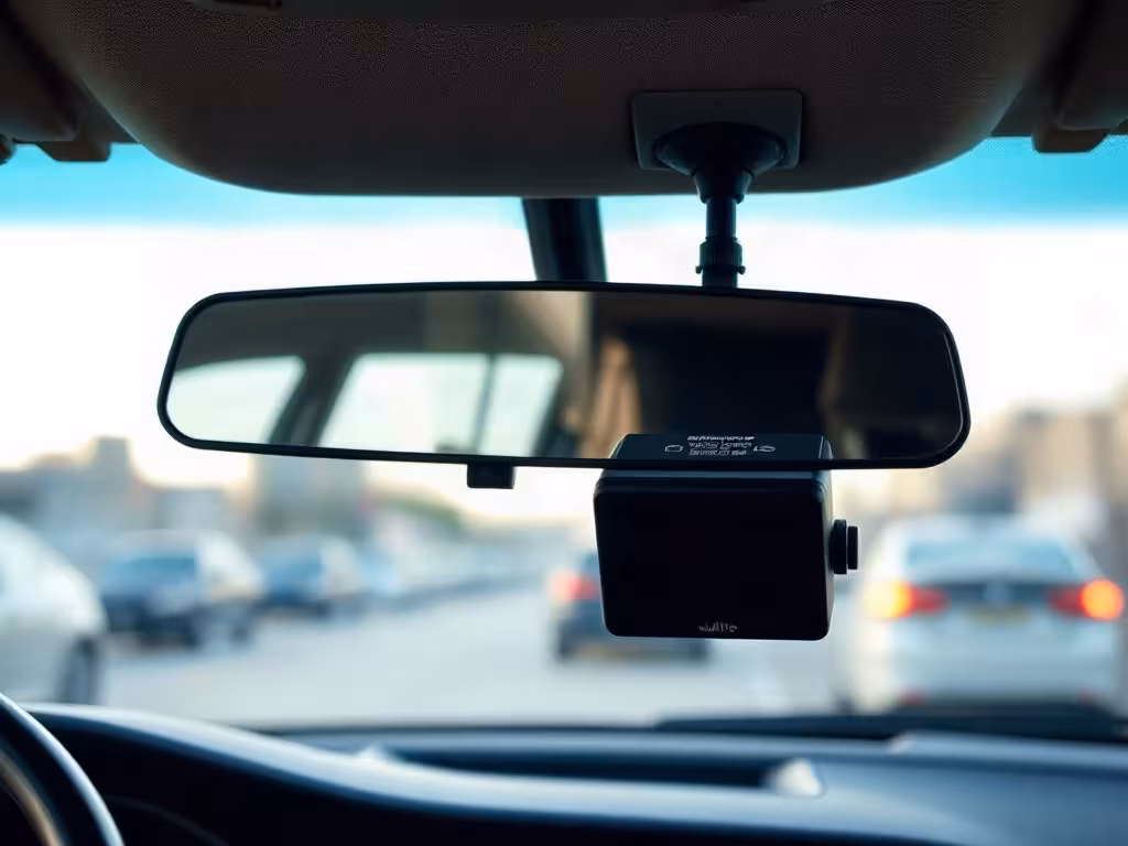 Legal dash cam mounting position preserving a clear Pennsylvania driver's view through the windshield.