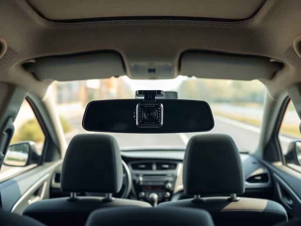 Exemple de montage discret pour respecter les lois virginiennes sur les dash cams.