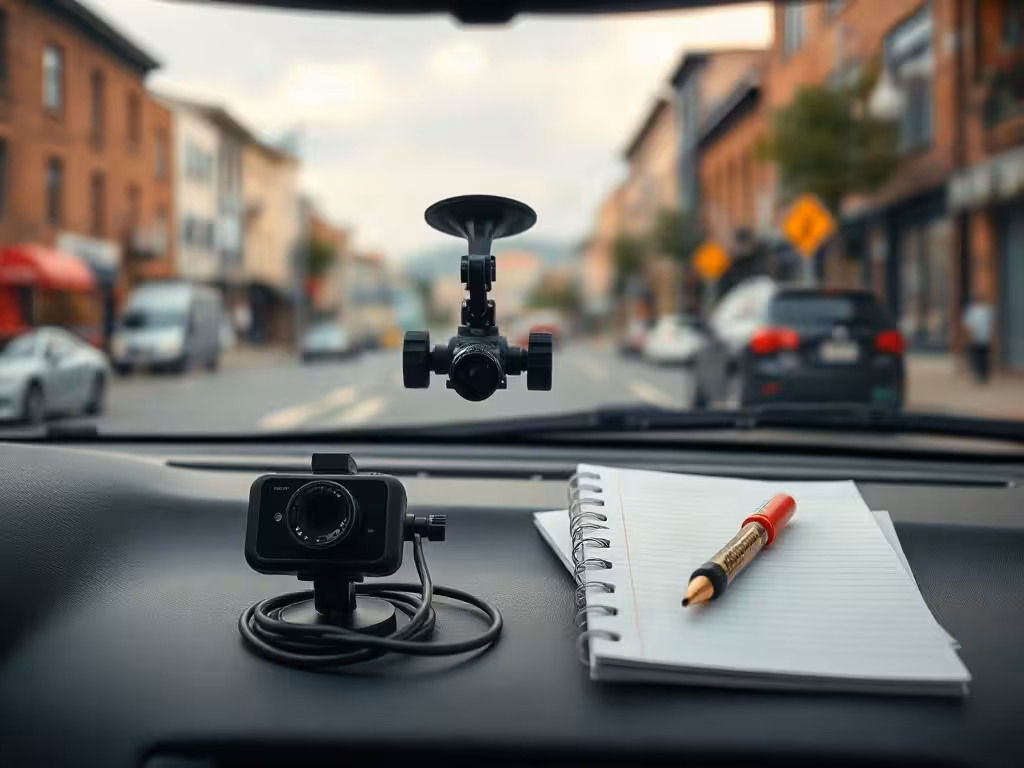 Dash camera mounting equipment for understanding West Virginia dash cam laws and windshield placement.